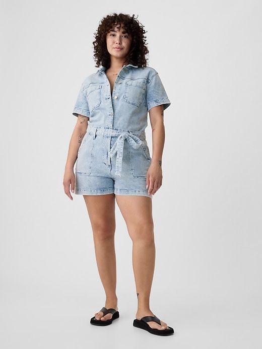 Belted Denim Romper sold by GAP product image thumbnail 3