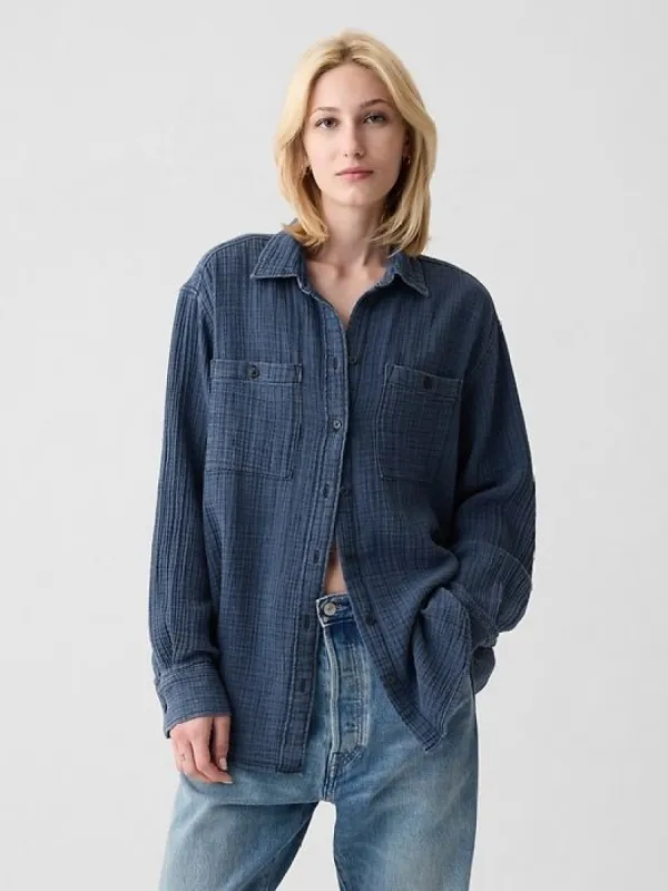 Crinkle Gauze Big Shirt sold by GAP