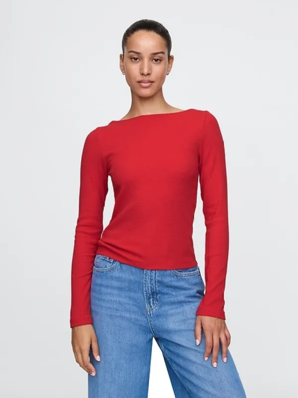 Modern Rib Cropped Boatneck T-Shirt sold by GAP
