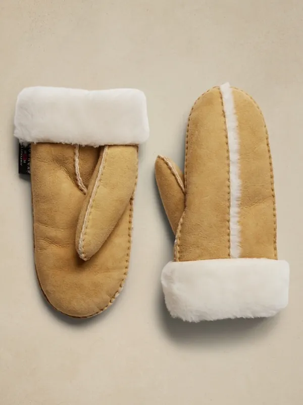 Shearling Mittens | Crown Cap sold by Banana Republic