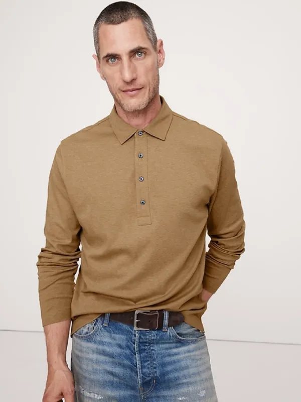Luxury-Touch Long-Sleeve Polo sold by Banana Republic