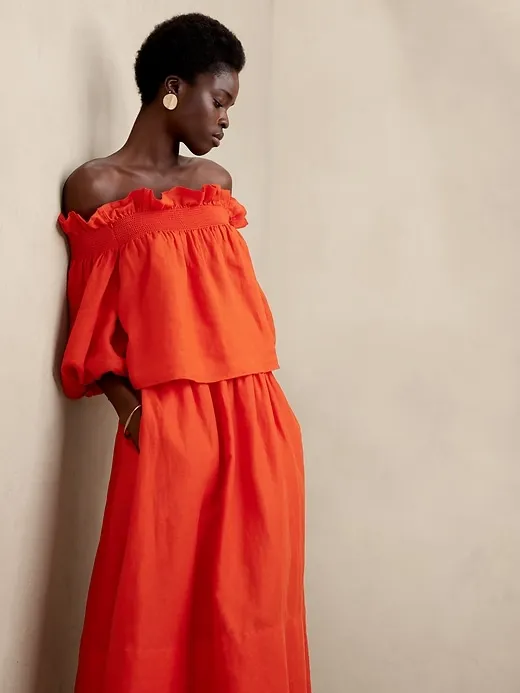 Bria Linen Off-Shoulder Top sold by Banana Republic product image thumbnail 3