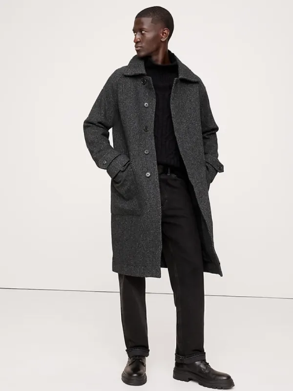 Italian Herringbone Balmacaan Coat sold by Banana Republic