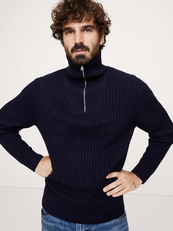 Ribbed Merino Half-Zip Sweater sold by Banana Republic