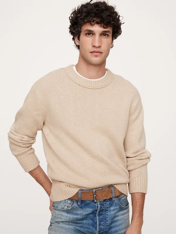 Relaxed Wool-Cotton Crew-Neck Sweater sold by Banana Republic