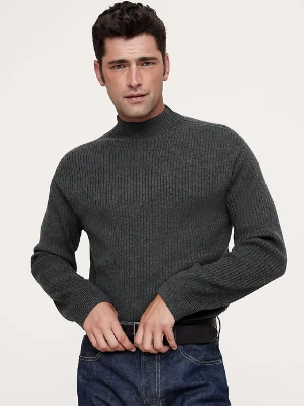 Ribbed Merino Mock-Neck Sweater sold by Banana Republic