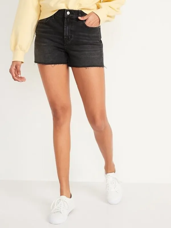 Mid-Rise Black-Wash Cut-Off Boyfriend Shorts -- 3-inch inseam sold by GAP