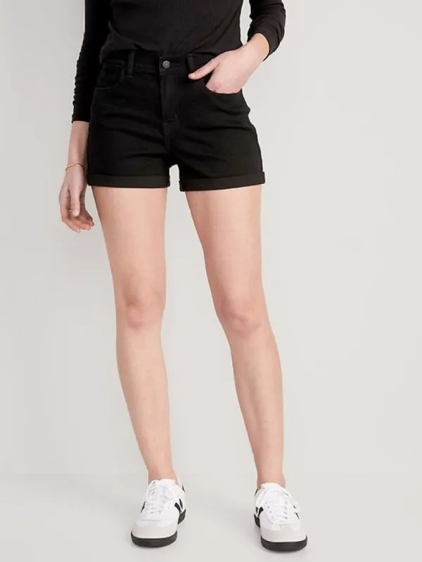 Mid-Rise Wow Black Jean Shorts for Women -- 3-inch inseam sold by GAP