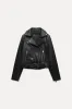 Zara - Faux Leather Biker Jacket In Black - Xs - Woman sold by Zara