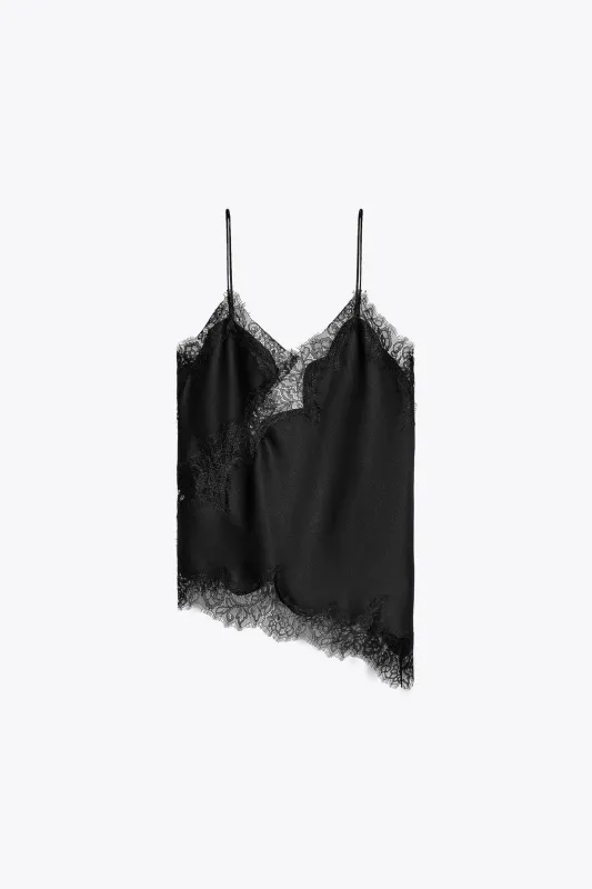Zara - Zw Collection Lace Camisole Top - Mink - Xs - Woman made by Zara
