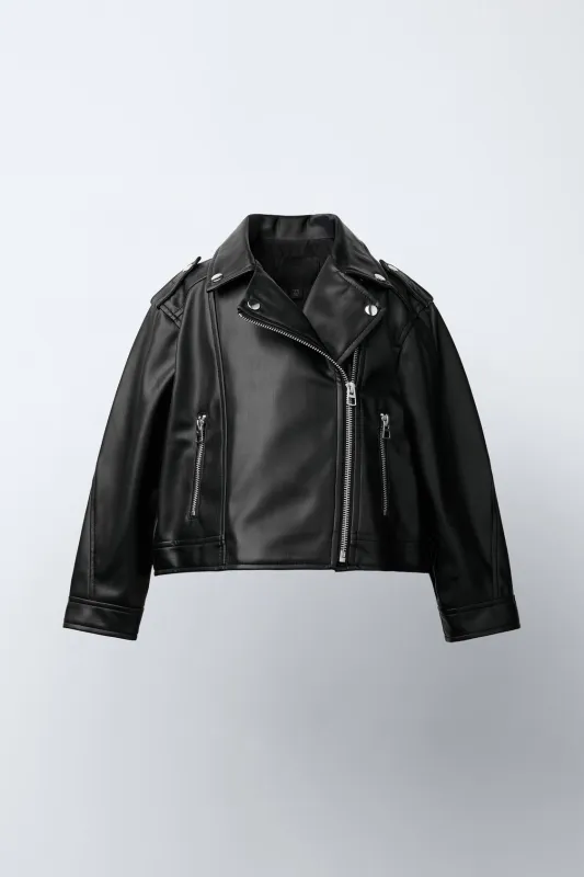 Zara - Faux Leather Biker Jacket - Black - 2 Years (92 Cm) - Kids sold by Zara