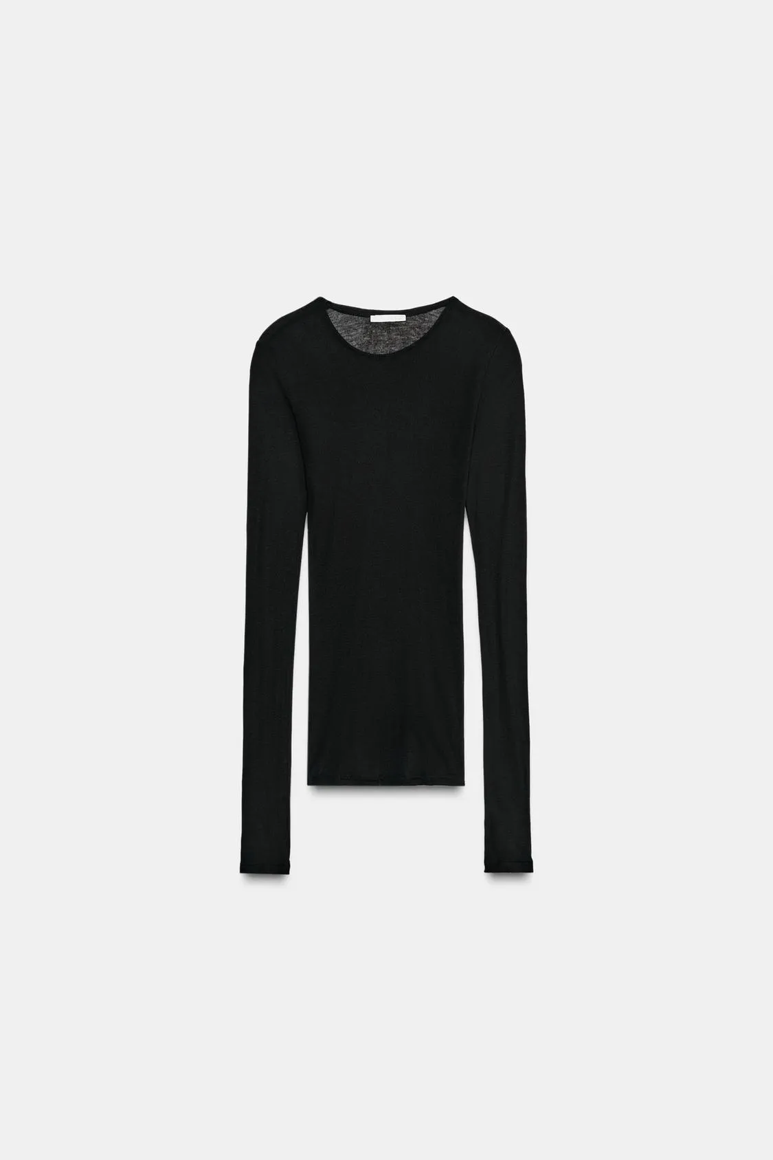Zara - Supima® Long Sleeve T-Shirt - Black - M - Woman sold by Zara