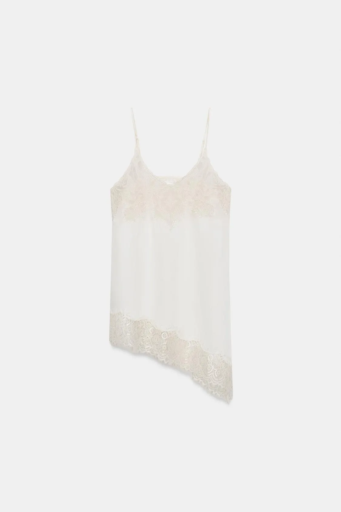 Zara - Zw Collection Lace-Trimmed Camisole Top - White - Xl - Woman sold by Zara