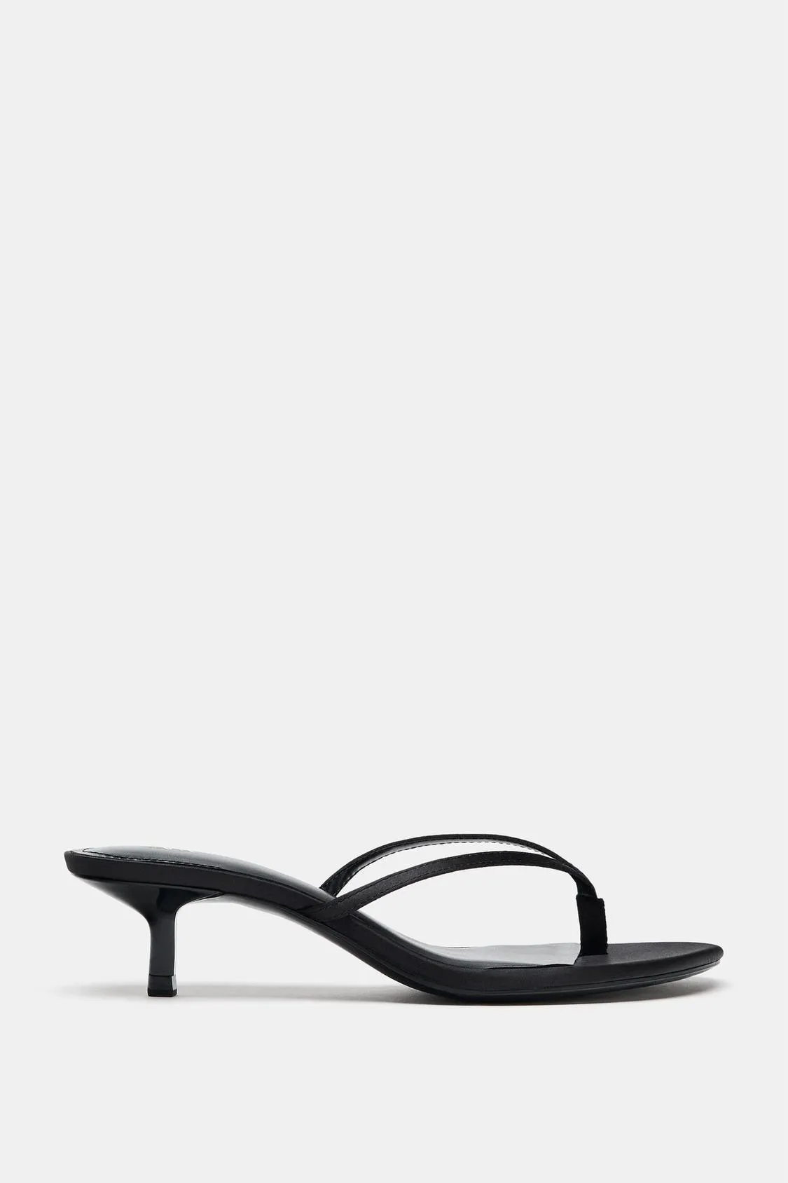 Zara - Satin Kitten Heel Sandals - Black - 9 - Woman sold by Zara