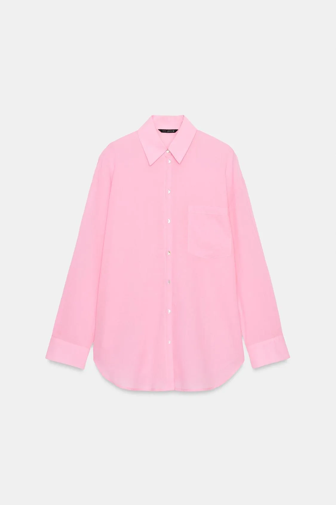 Zara - Oversized Cotton Shirt - Pale Pink - M - Woman sold by Zara