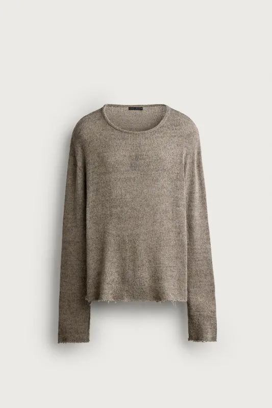 Zara - Relaxed Fit Knit T-Shirt - Stone - Xl - Man made by Zara