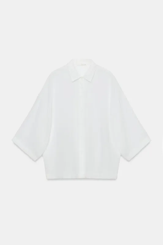 Zara - Oversized Ramie Blend Shirt Zw Collection - Black - L - Woman made by Zara