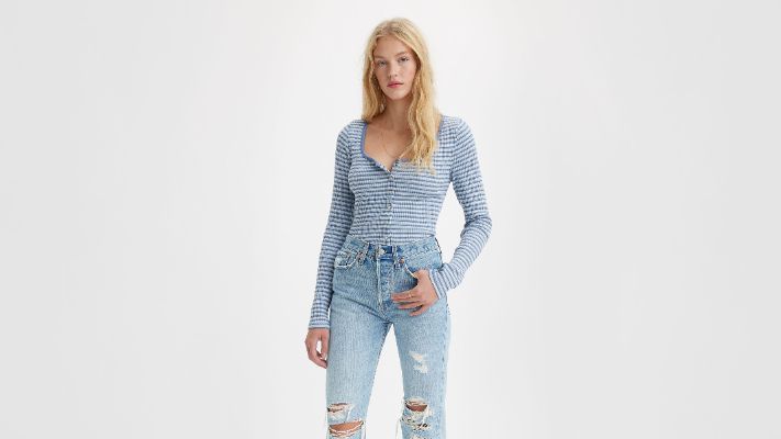 Britt Long Sleeve Snap Front Top sold by Levi's