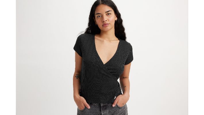 Dry Goods Pointelle Wrap Top sold by Levi's