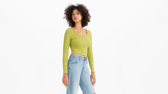 Britt Long Sleeve Snap Front Top sold by Levi's