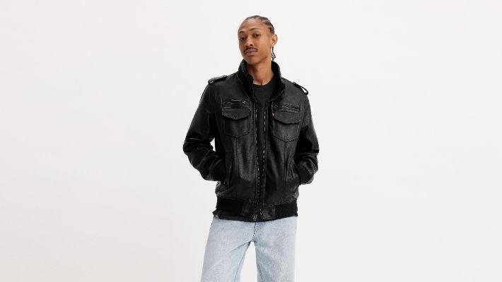 Faux Leather Aviator Bomber Jacket sold by Levi's