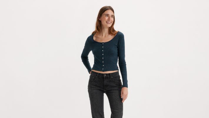 Long Sleeve Britt Snap Front Top sold by Levi's