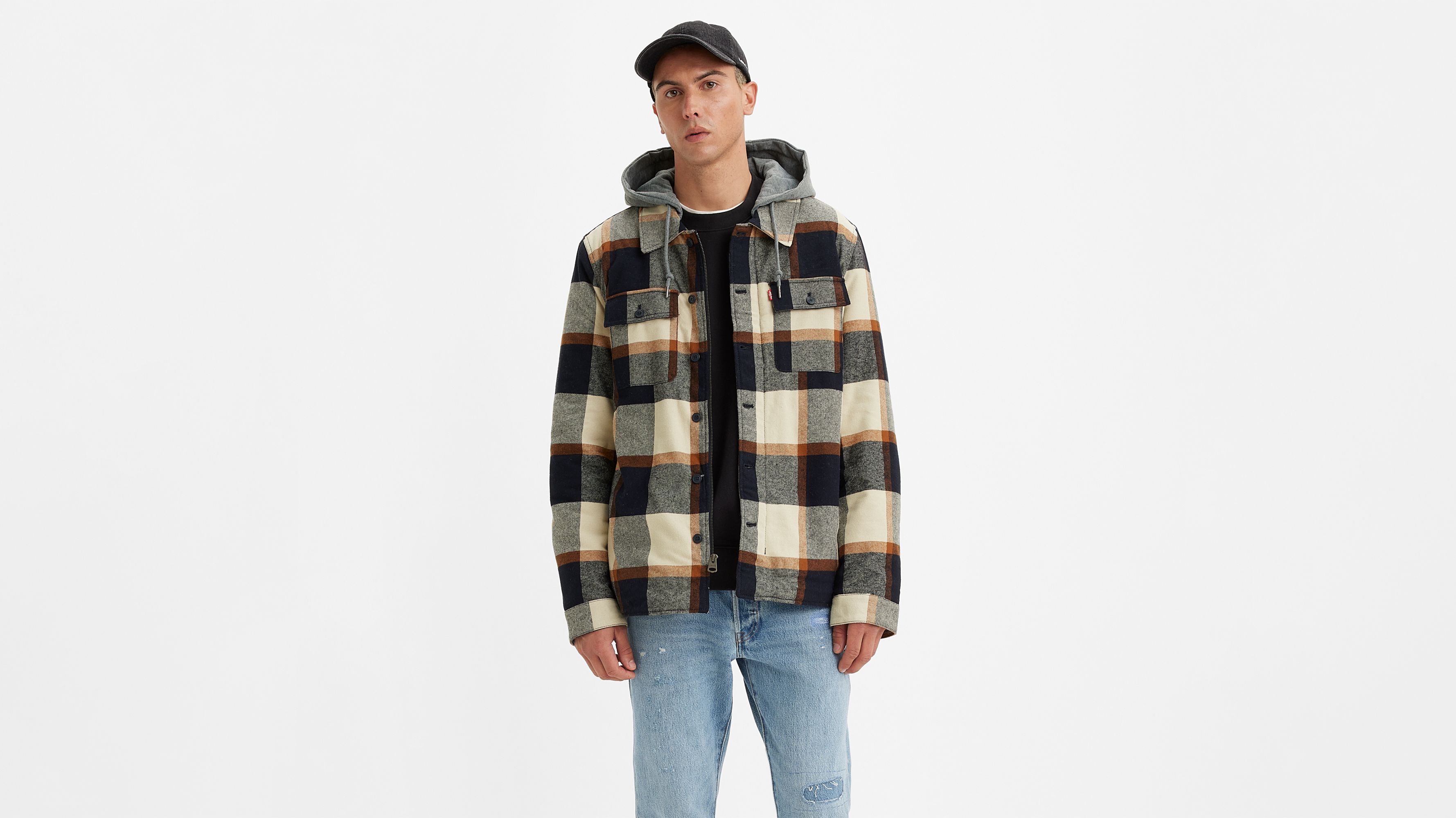 Plaid Sherpa Lined Hoodie Jacket sold by Levi's