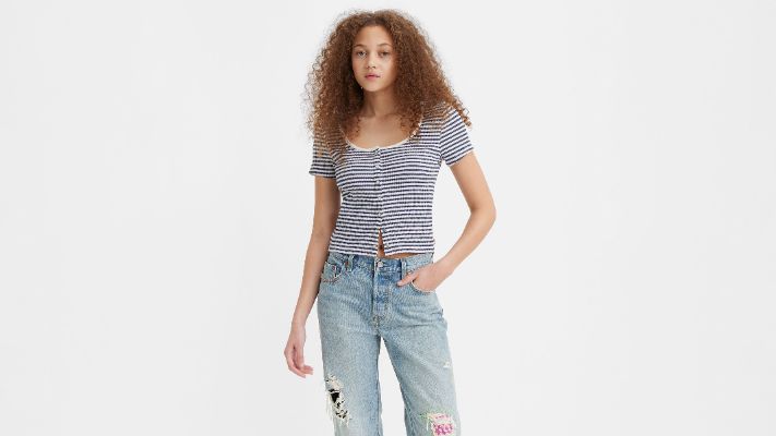 Short Sleeve Britt Snap Front Top sold by Levi's