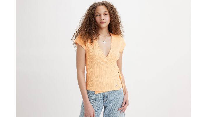Dry Goods Pointelle Wrap Top made by Levi's