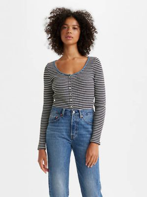 Britt Long Sleeve Snap Front Top sold by Levi's
