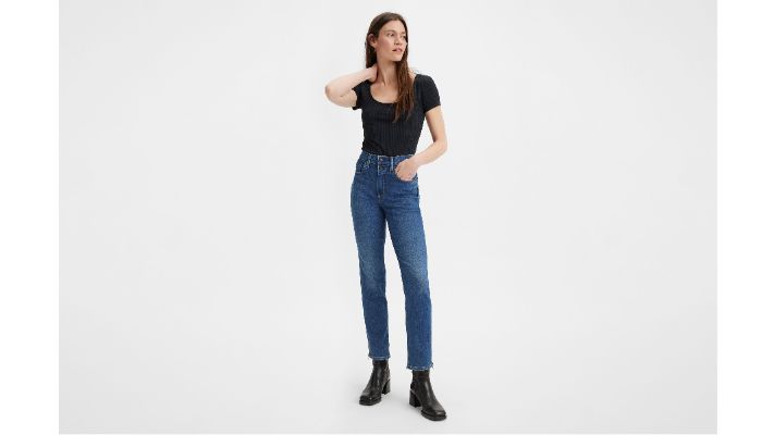 724 High Rise Straight Button Shank Women's Jeans made by Levi's
