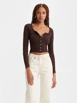 Britt Long Sleeve Snap Front Top sold by Levi's