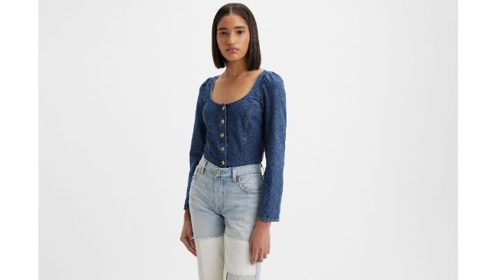 Weston Denim Long Sleeve Corset Blouse sold by Levi's