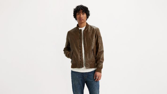 Faux Leather Varsity Bomber Jacket sold by Levi's
