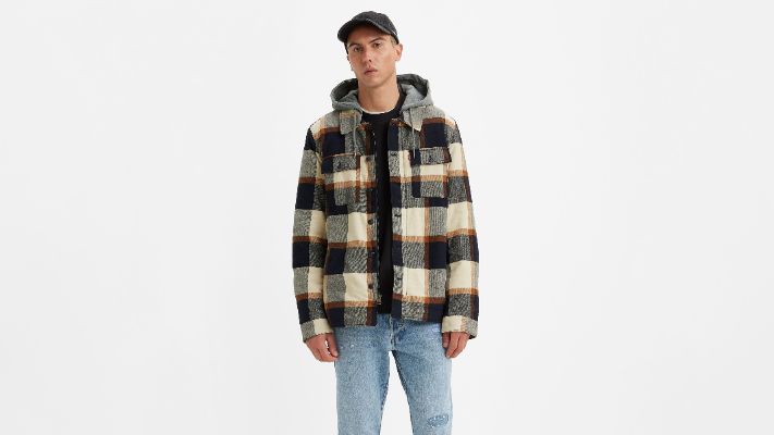 Plaid Sherpa Lined Hoodie Jacket sold by Levi's