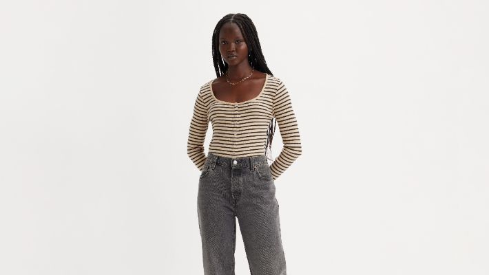 Long Sleeve Britt Snap Front Top sold by Levi's