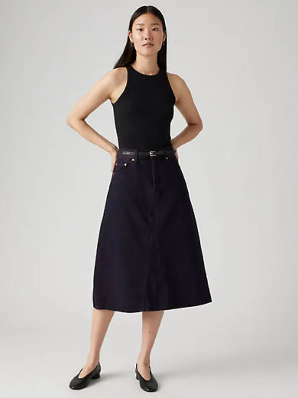 High Rise A-Line Deconstructed Skirt sold by Levi's