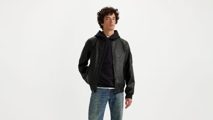 Faux Leather Varsity Bomber Jacket sold by Levi's