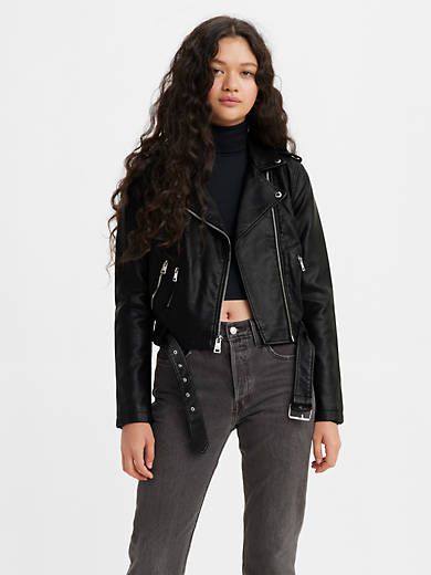 Belted Faux Leather Moto Jacket sold by Levi's