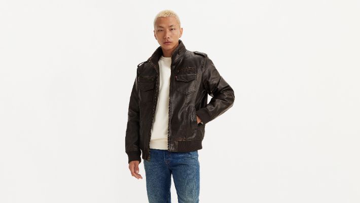 Faux Leather Aviator Bomber Jacket sold by Levi's