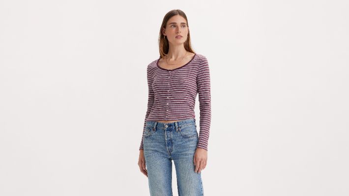 Long Sleeve Britt Snap Front Top sold by Levi's