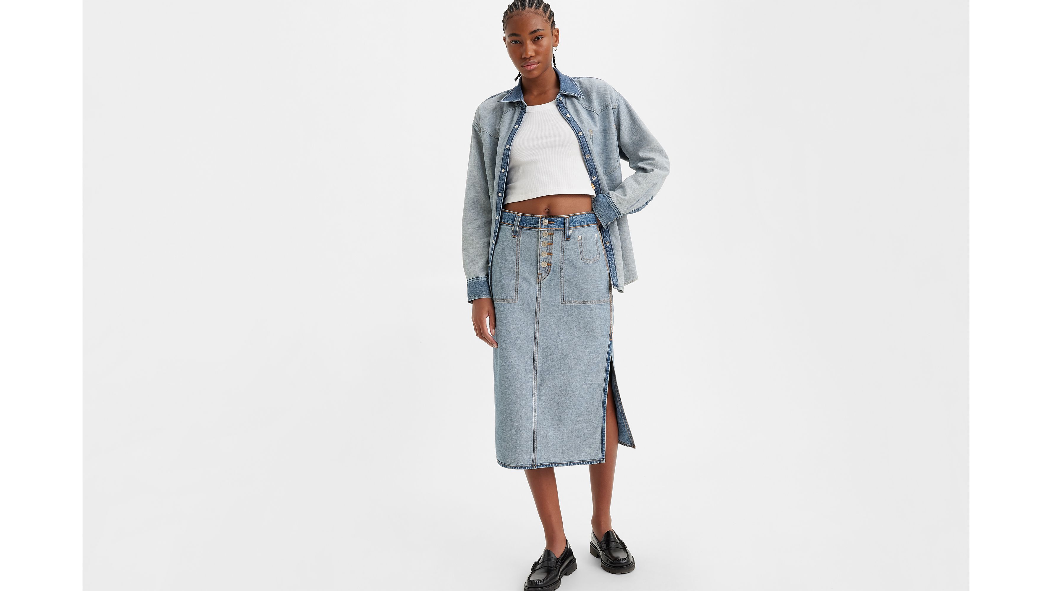 Reverse Side Slit Skirt sold by Levi's