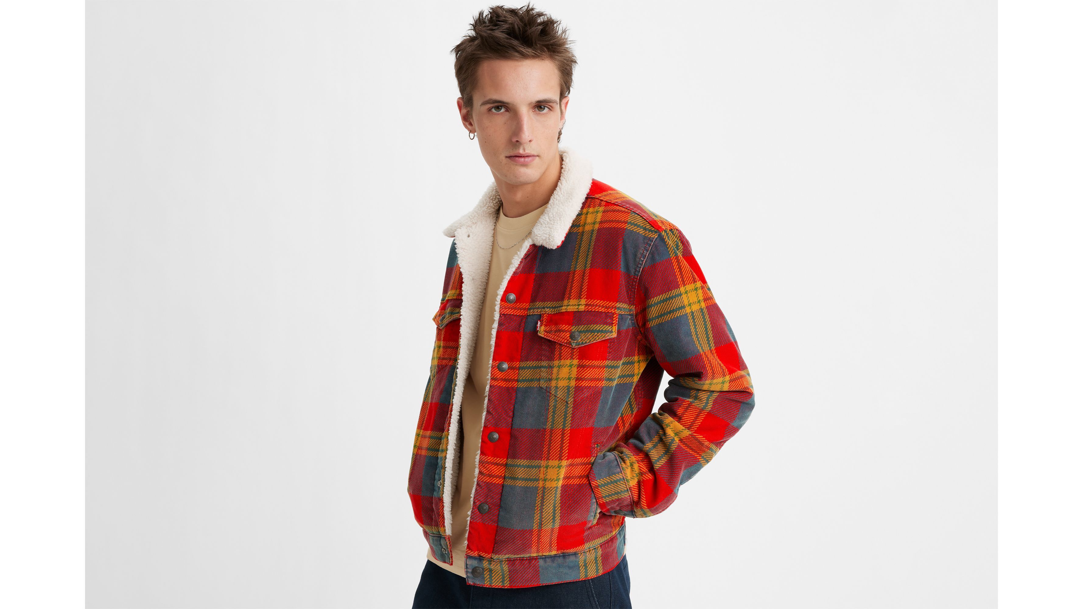 Plaid Corduroy Type III Sherpa Trucker Jacket sold by Levi's