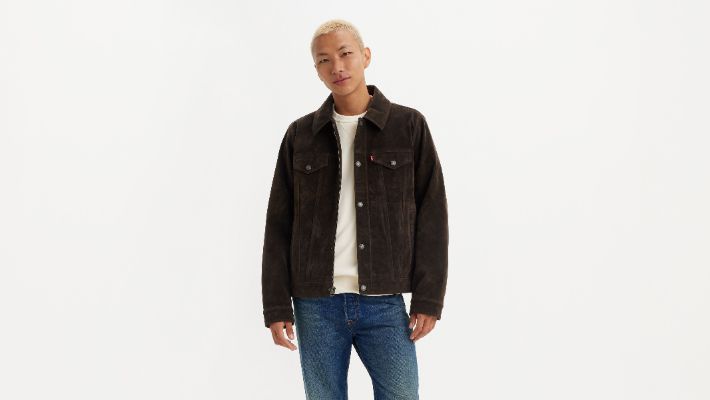 Vintage Faux Cow Suede Trucker Jacket sold by Levi's