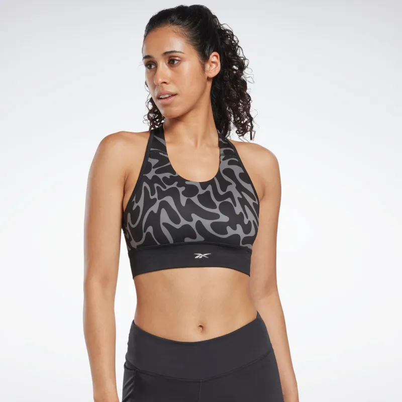 Reebok Apparel Women Running Printed Sports Bra Black sold by Reebok