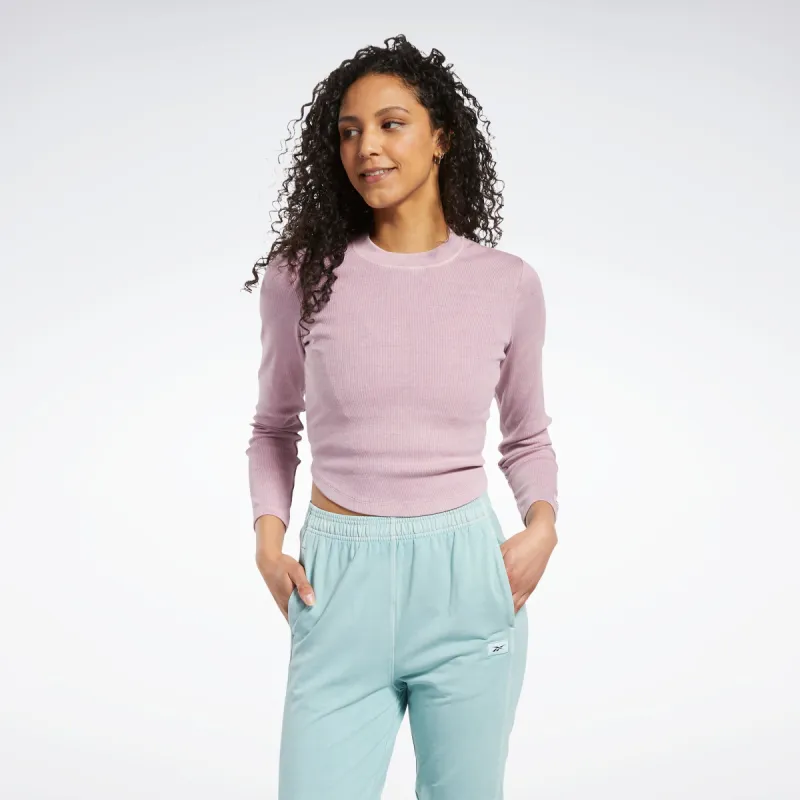 Reebok Apparel Women Classics Natural Dye Ribbed Long Sleeve Wrap Long-Sleeve Top Inflil made by Reebok
