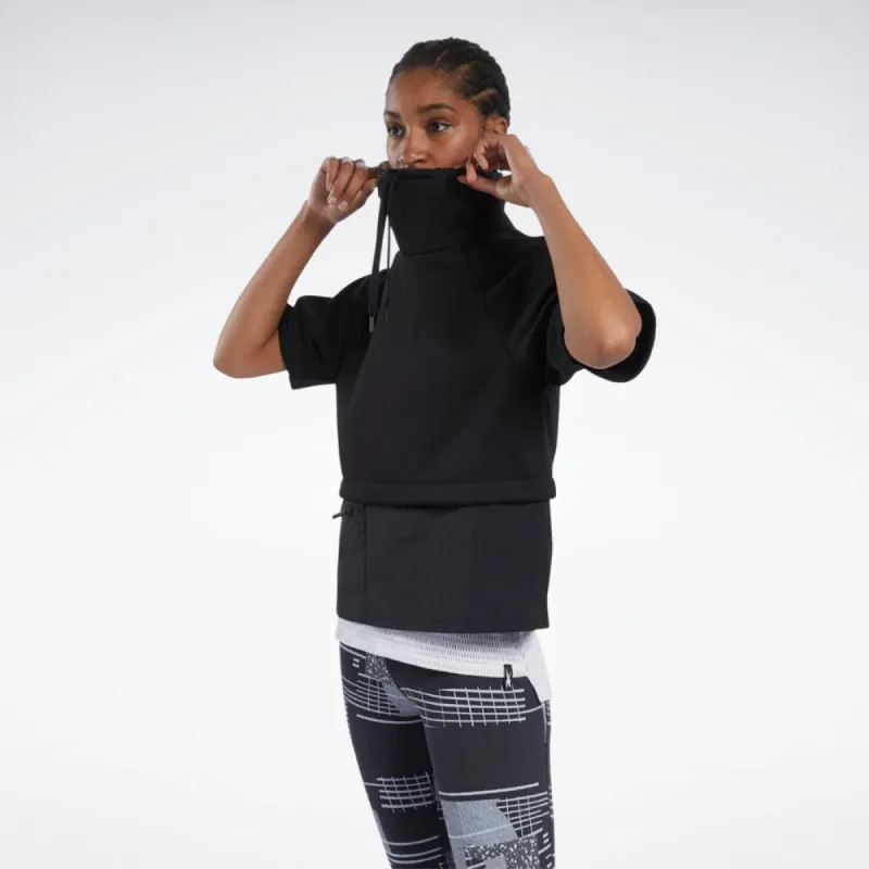 Reebok Apparel Women Short Sleeve Cowl Neck Sweatshirt BLACK sold by Reebok