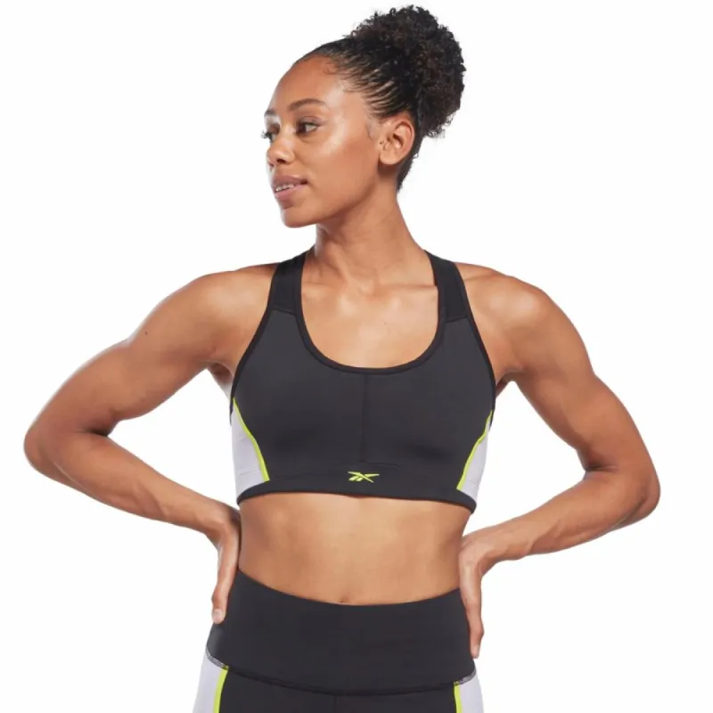 Reebok Apparel Women Lux Racer Padded Colorblock Bra BLACK sold by Reebok