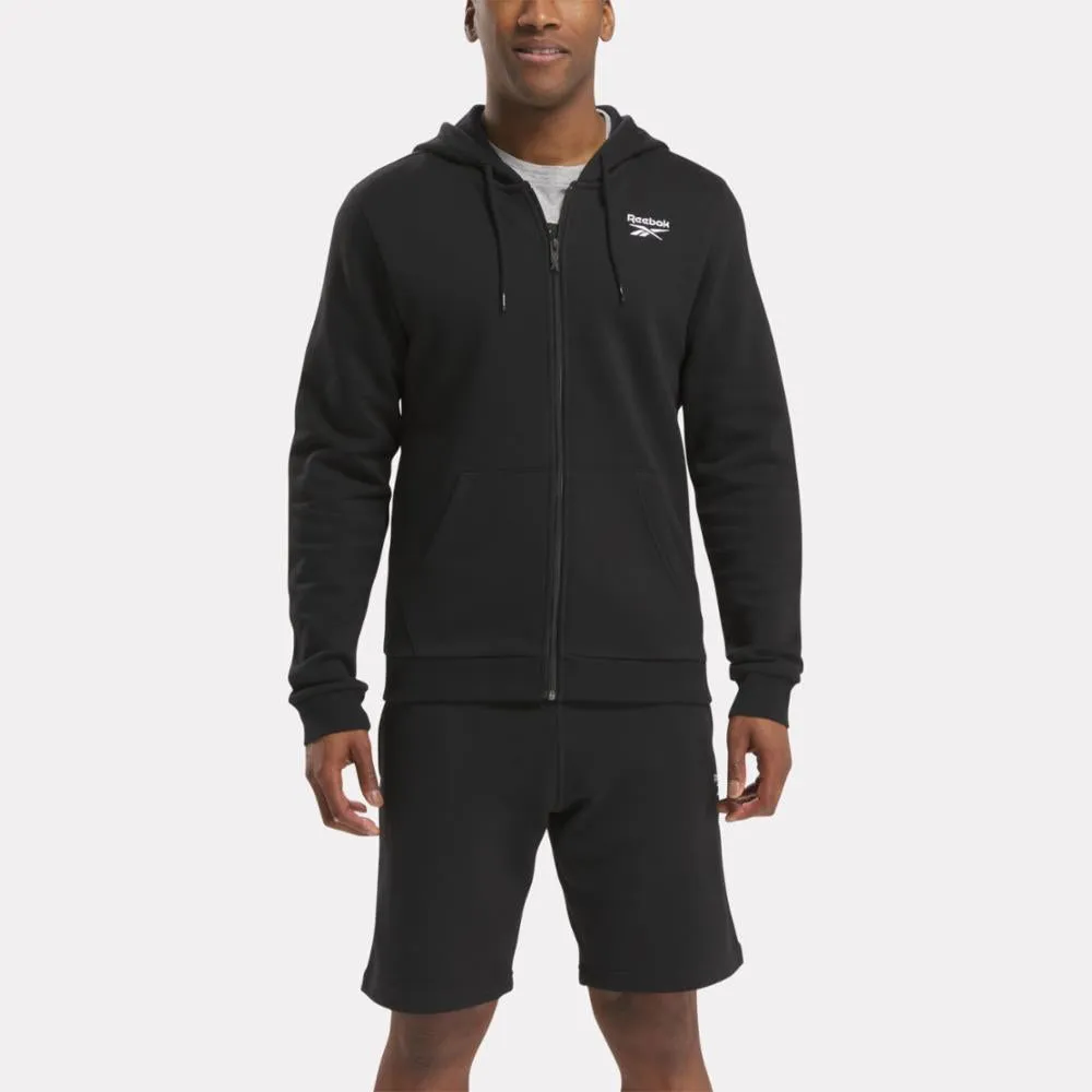 Reebok Apparel Men Reebok Identity Small Logo Fleece Full-Zip Hoodie BLACK sold by Reebok