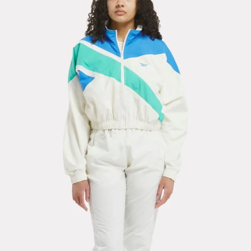 Reebok Apparel Women Classics Franchise Track Jacket VNTG CHALK/KNTCBLU/UNLSHDGREEN sold by Reebok